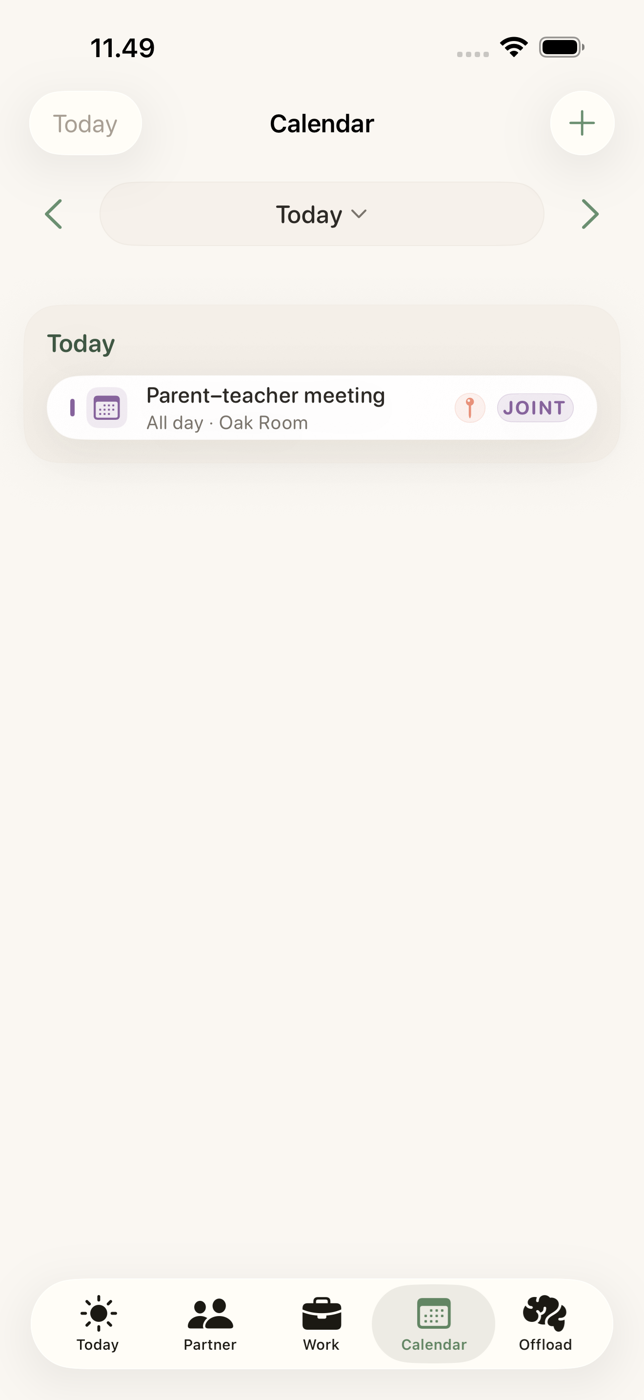 Calendar screen showing a joint parent-teacher meeting